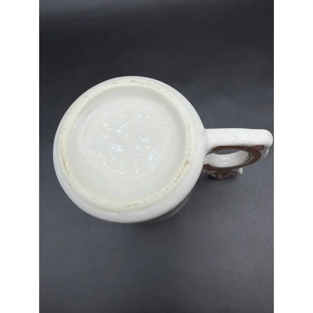 Vintage Art Mark Easter Bunny Rabbit Handle Ceramic Mug Kite Garden Scene 8 Oz